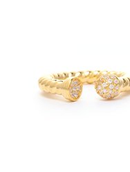 Twisted Shank Cubic Zirconia Band Ring - Gold