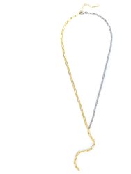 Two-Tone Paperclip Lariat Necklace - Gold