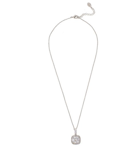 Rivka Friedman White Rhodium Clad CZ Square Pendant Necklace product