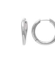 White Rhodium Clad Huggie Hoop Earrings - White Rhodium 