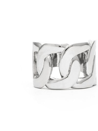 Rivka Friedman White Rhodium Clad Solid Curb Link Chain Motif Polished Ring product