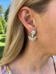 White Rhodium Cubic Zirconia Front-back Earrings