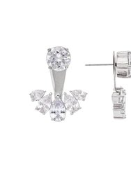 White Rhodium Cubic Zirconia Front-back Earrings - White