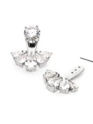 White Rhodium Cubic Zirconia Front-back Earrings