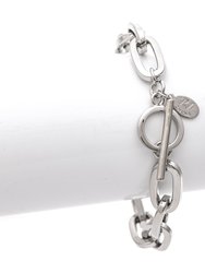 White Rhodium Polished Paper Clip Toggle Bracelet