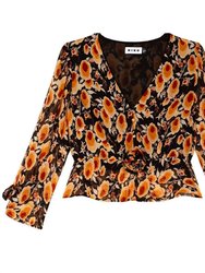 Willow V-Neck Ruffled Mix Blouse Top - Sienna Starlet Floral