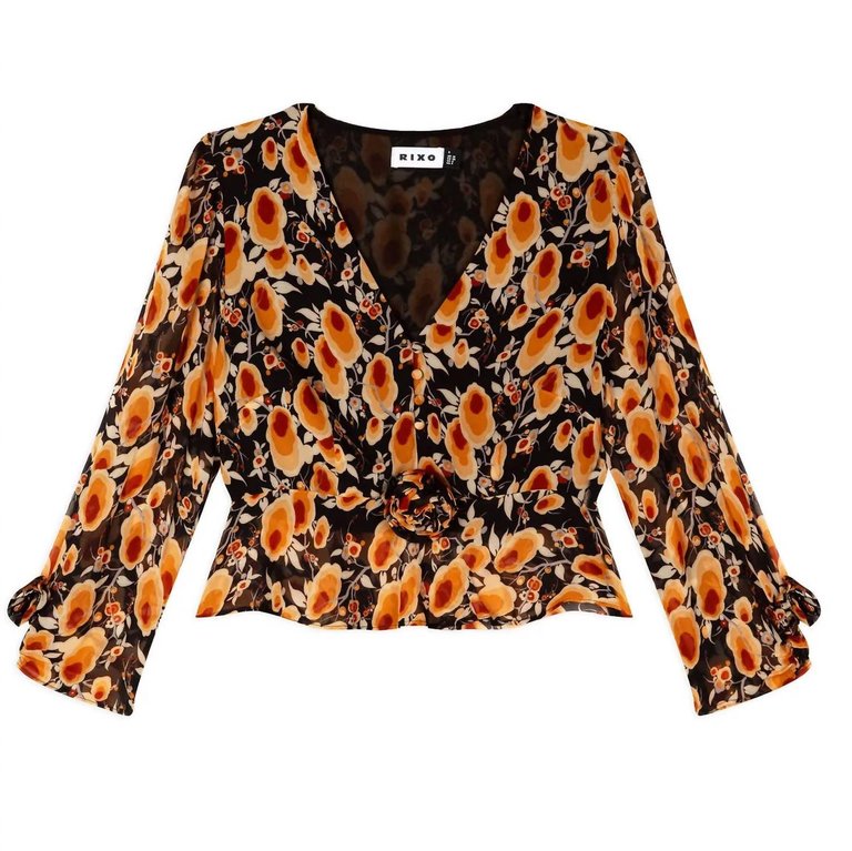 Willow V-Neck Ruffled Mix Blouse Top - Sienna Starlet Floral