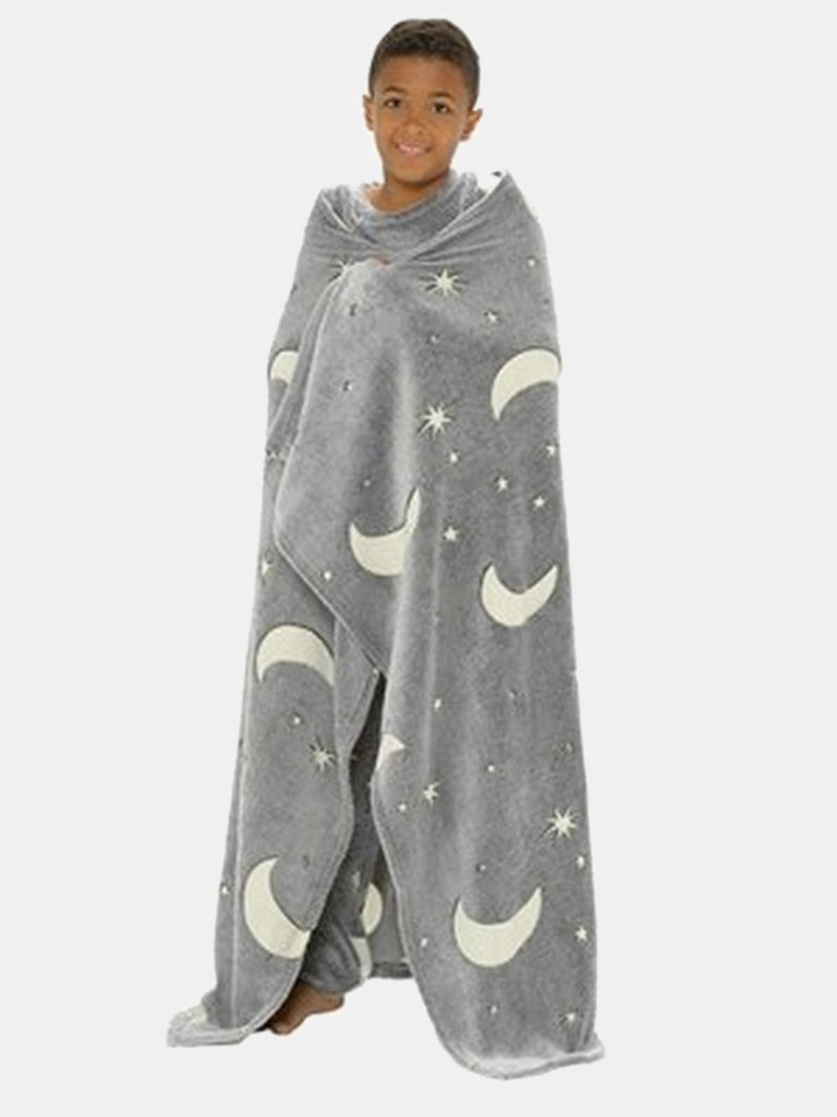 Rjm Moon And Starts Glow In The Dark Blanket - Gray