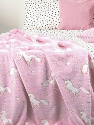 Rjm Unicorn Print Glow In The Dark Blanket