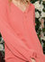 Floral V-neck Tie Cuff Blouse In Coral Faded