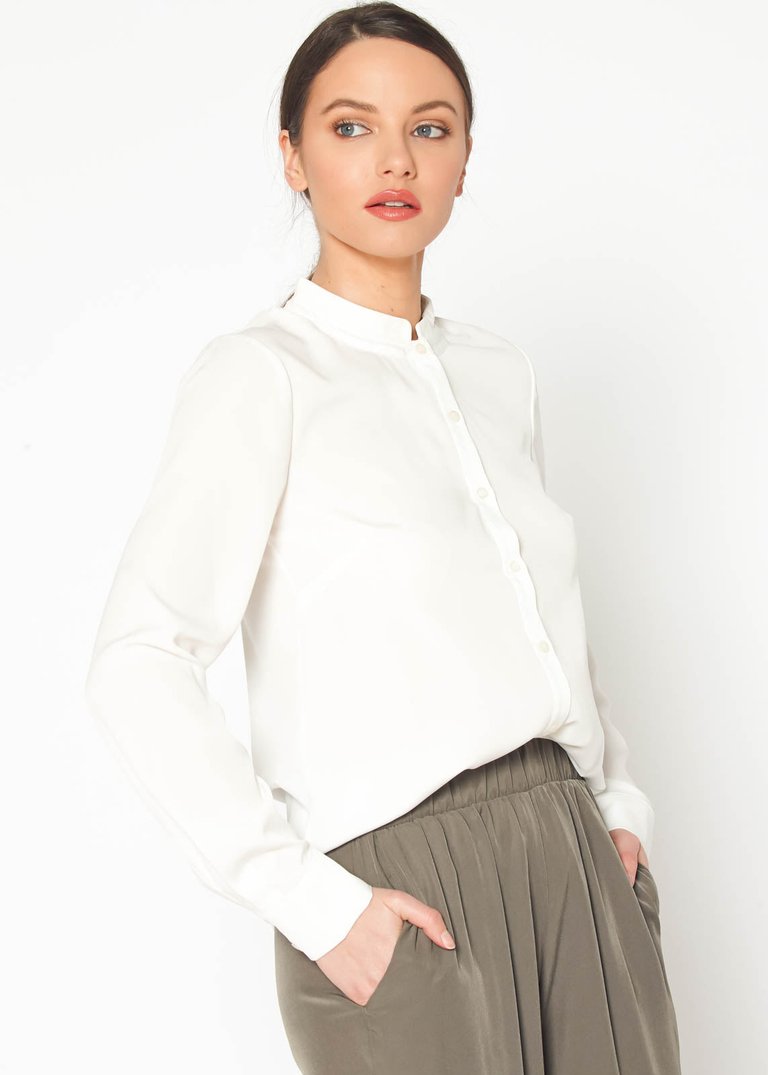 Women's Basic Band Collar Shirt