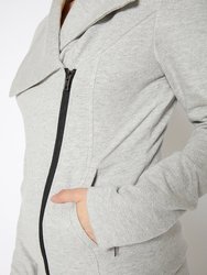 Women's Oversized Collar Zip-Up Moto Jacket