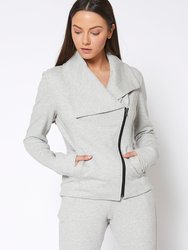 Women's Oversized Collar Zip-Up Moto Jacket