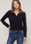 Women's Round Split Neck Hi-Lo Top - Black