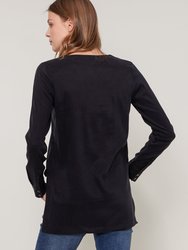 Women's Round Split Neck Hi-Lo Top