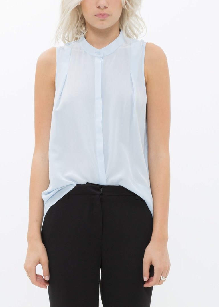 Women's Sleeveless Mock Neck Sheer Blouse