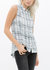 Women's Sleeveless Shirt In Plaid - Gray 