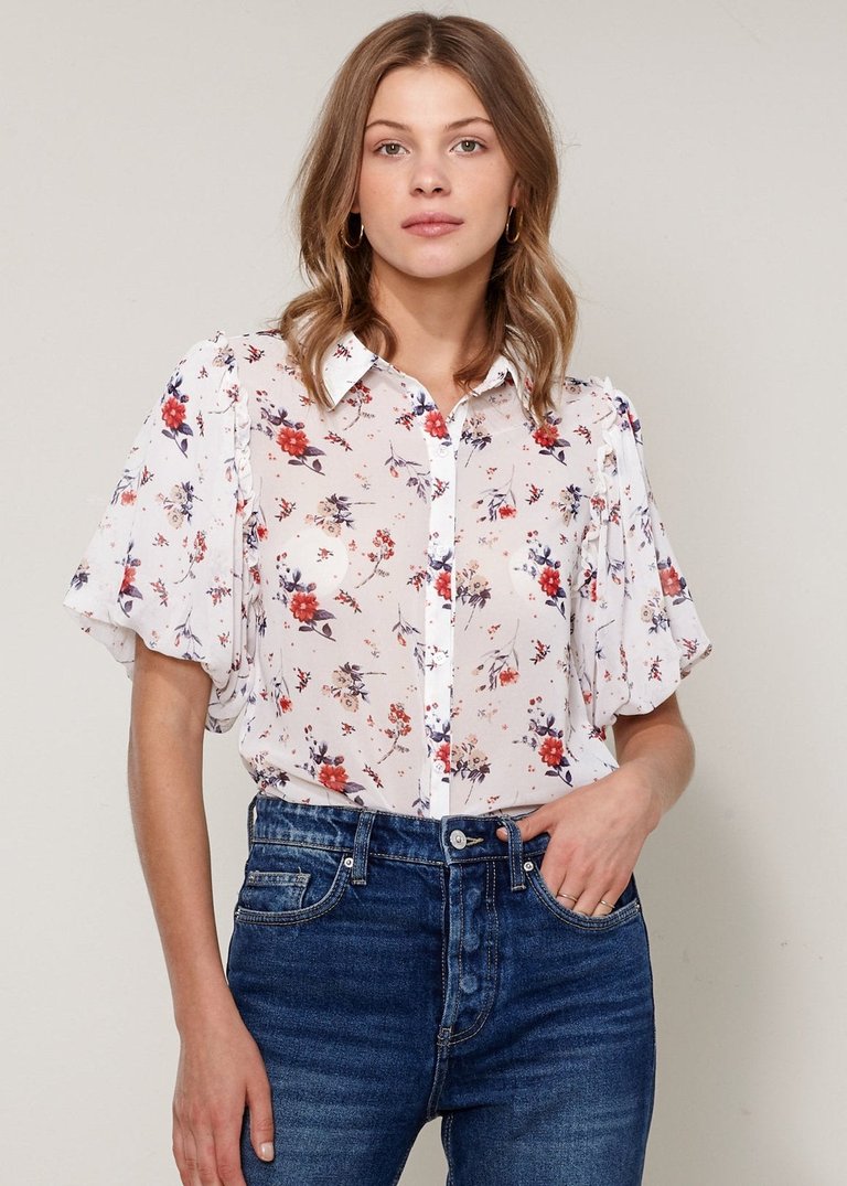 Women's Soft Flower Bell Sleeve Shirt Blouse - Flower