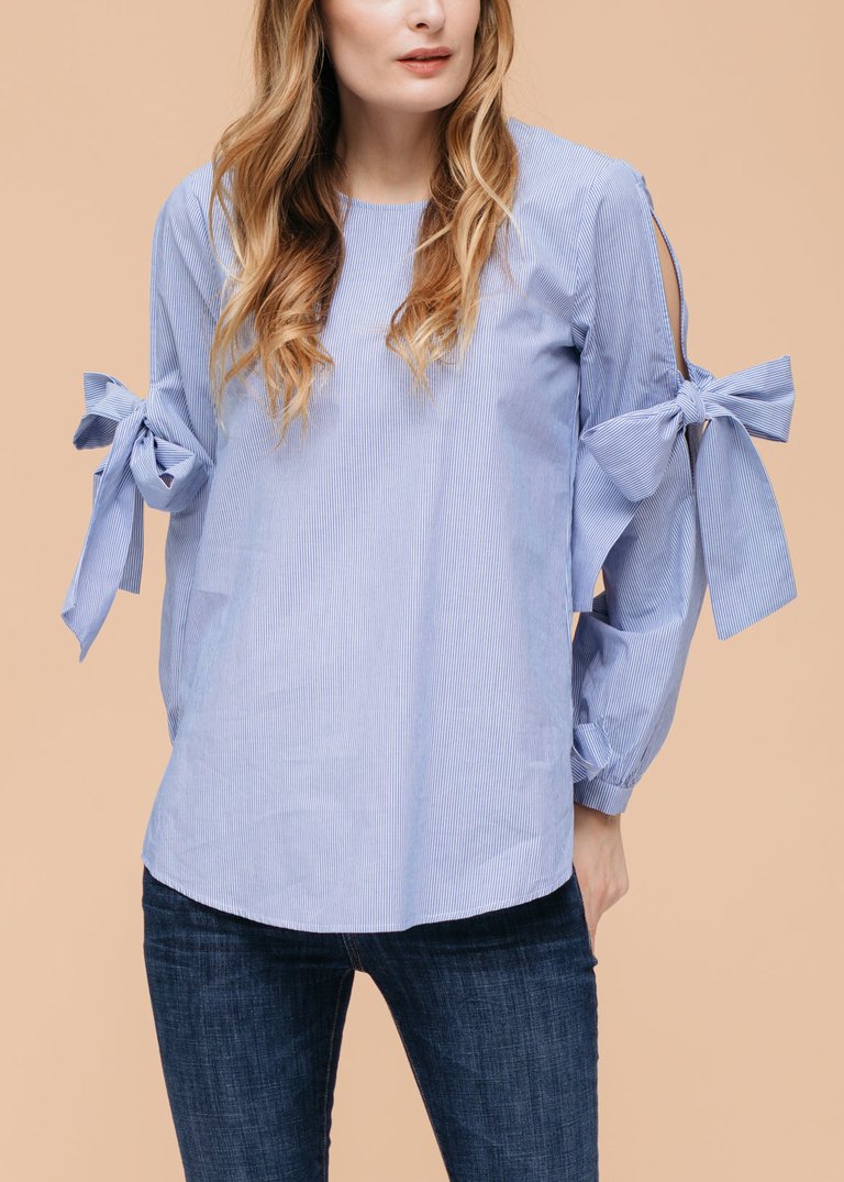 Women's Tie Sleeve Poplin Blouse