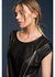 Women's Zip Shoulder Leather Front Top - Black