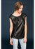 Women's Zip Shoulder Leather Front Top