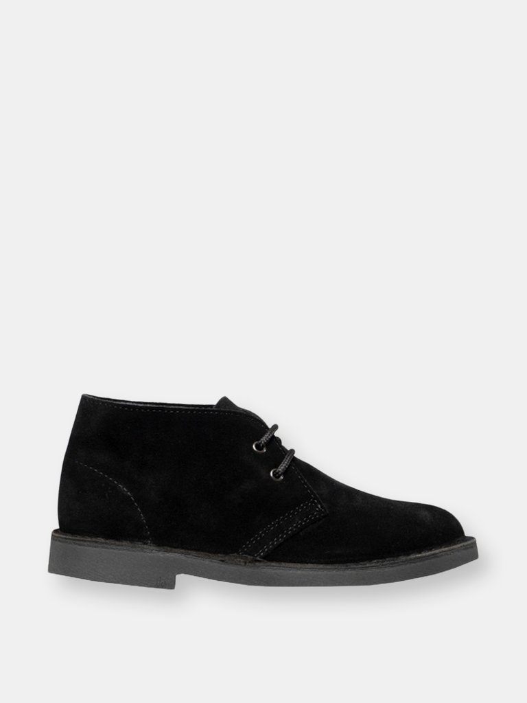 Adults Unisex Real Suede Unlined Desert Boots (Black)