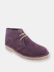 Adults Unisex Real Suede Unlined Desert Boots (Bordeaux) - Bordeaux