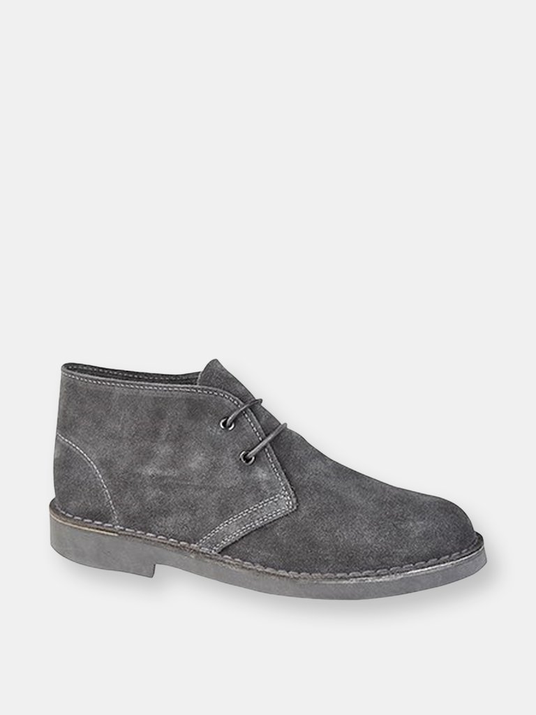 Adults Unisex Real Suede Unlined Desert Boots - Gray - Gray