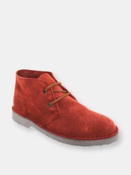 Adults Unisex Real Suede Unlined Desert Boots (Red) - Red
