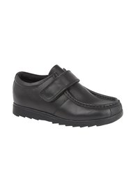 Boys Leather One Bar School Shoes - Black