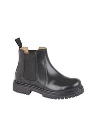 Boys Space Leather Ankle Boots - Black