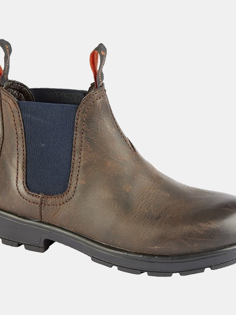 Boys Waxy Leather Ankle Boots - Brown