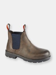 Boys Waxy Leather Ankle Boots - Brown