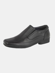 Childrens/Boys Leather Twin Gusset School Shoes - Black