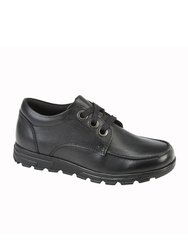 Girls Leather School Shoes - Black