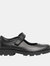Girls Leather Touch Fastening Bar Shoe - Black