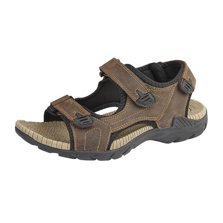 Mens 3 Touch Fastening Sandals (Brown) - Brown