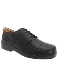 Mens Extra Wide Fitting Lace Tie Shoes - Black - Black
