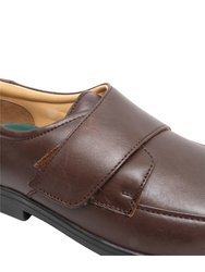 Mens Extra Wide Fitting Touch Fastening Casual Shoes - Brown