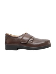 Mens Extra Wide Fitting Touch Fastening Casual Shoes - Brown - Brown