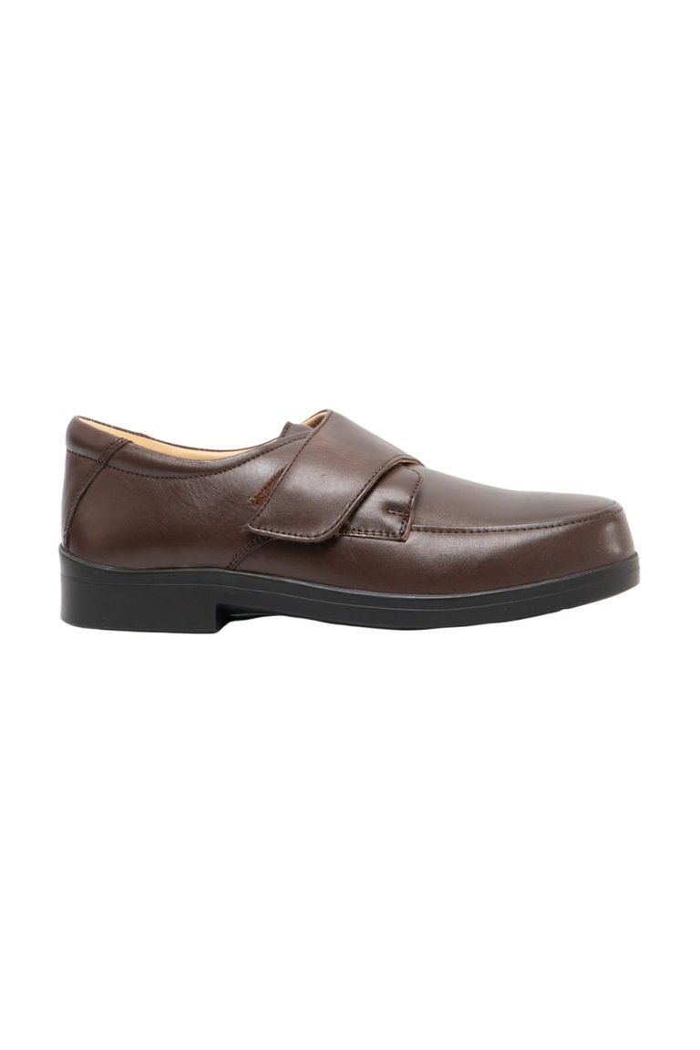 Mens Extra Wide Fitting Touch Fastening Casual Shoes - Brown - Brown