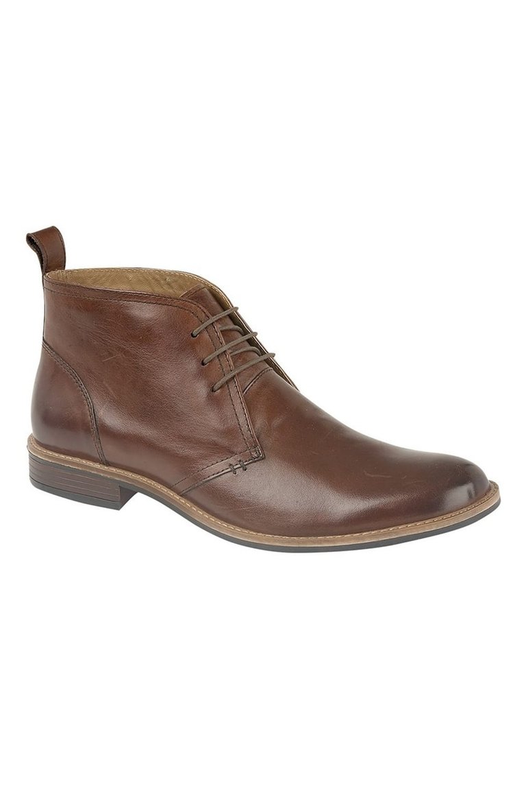 Mens Leather 3 Eye Desert Boots - Brown - Brown