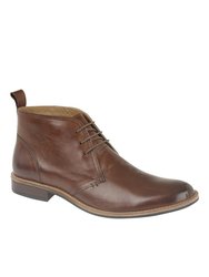Mens Leather 3 Eye Desert Boots - Brown - Brown