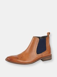 Mens Leather Ankle Boots- Tan - Tan