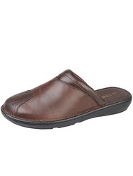 Mens Leather Clogs - Brown