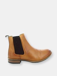 Mens Leather Gusset Boots (Tan) - Tan