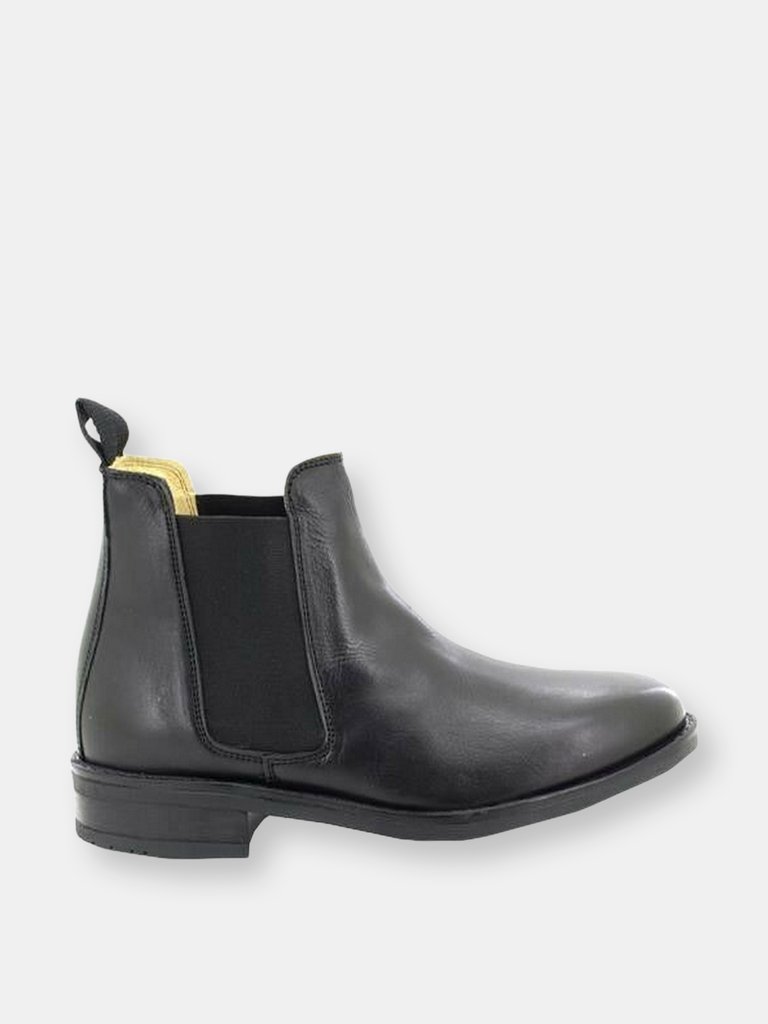 Mens Leather Quarter Lining Gusset Dealer Boots (Black)