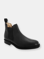 Mens Leather Quarter Lining Gusset Dealer Boots (Black) - Black