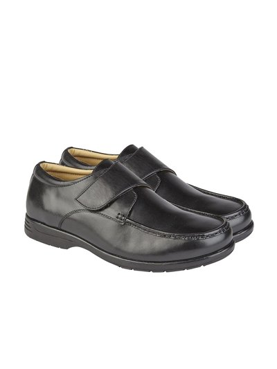 Roamers Mens Leather XXX Extra Wide Touch Fastening Casual Shoe - Black product