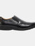 Mens Leather XXX Extra Wide Twin Gusset Casual Shoe - Black - Black